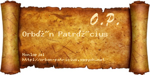Orbán Patrícius névjegykártya